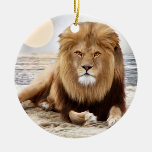 Lion Ocean Photo Paint Keramisch Ornament (Voorkant)