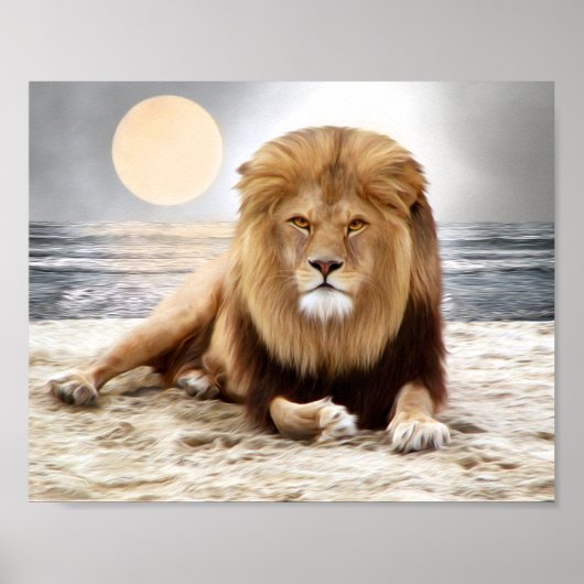 Lion Ocean Photo Paint Poster (Voorkant)