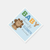 Lion Oerwoud Animal Baby Boy Shower Blue Servetten (Hoek)