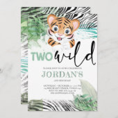 Lion Oerwoud Cute Second Birthday Invitation Kaart (Voorkant / Achterkant)