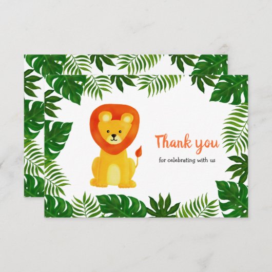 Lion Oerwoud Safari Dier | Baby shower Dank u Kaart (Voorkant / Achterkant)