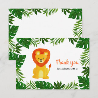 Lion Oerwoud Safari Dier | Baby shower Dank u Kaart