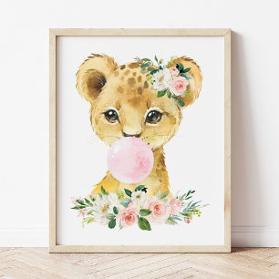Lion, Oerwoud Safari, Roze bruin, Meissery Foto Afdruk