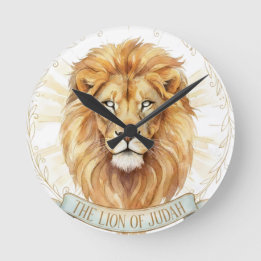 Lion of Judah Biblical Watercolor Wall Clock Ronde Klok