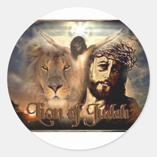 Lion of Judah Ronde Sticker (Voorkant)