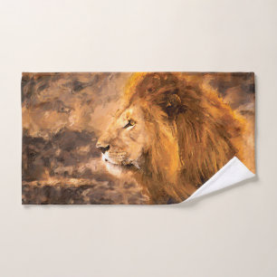 Lion Painting Golden King Art Handdoek