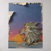 Lion Paper Cut Art Poster - Fierce 3D Animal Wall (Devant)