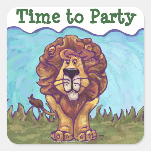 Lion Party Center Vierkante Sticker (Voorkant)