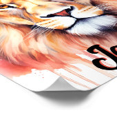 Lion Pastel Flowers Safari Waterverf Savannah Cat Poster (Hoek)