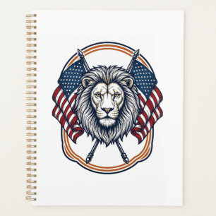 Lion patriotique avec drapeaux américains vintage