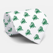 Lion Pattern - Bos Groen op Wit Stropdas (Opgerold)