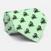 Lion Pattern - Zwart op Ghost Green Stropdas (Opgerold)