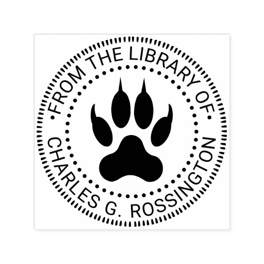Lion Paw Print Library Boeknaam Zelfinktende Stempel (Design)