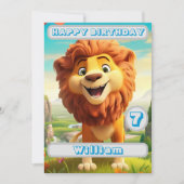 Lion personnalisé Anniversaire Nom de la carte Age (Devant)