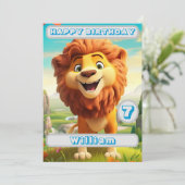Lion personnalisé Anniversaire Nom de la carte Age (Debout devant)