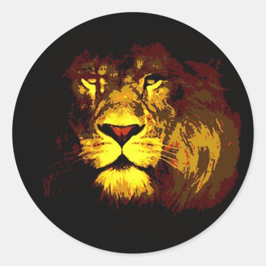 Lion Pop Art Ronde Sticker (Voorkant)