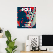 Lion Pop Art Success Quote Inspirerend Poster (Thuiskantoor)