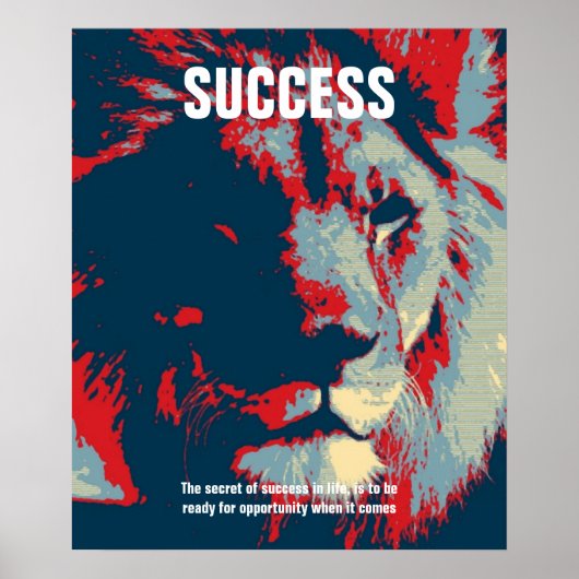 Lion Pop Art Success Quote Inspirerend Poster (Voorkant)