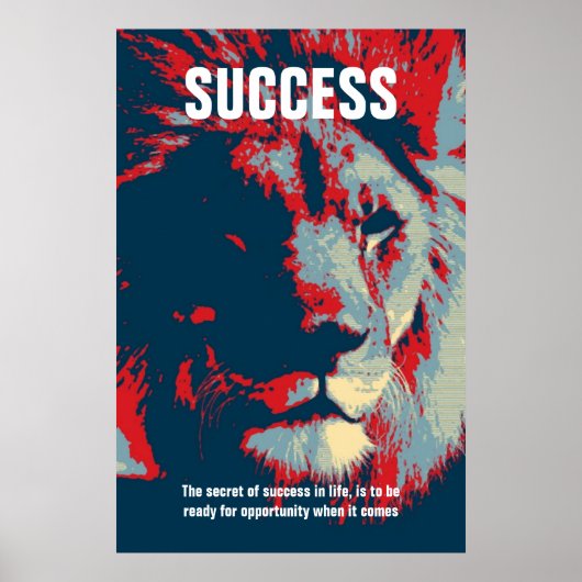 Lion Pop Art Success Quote Inspirerend Poster (Voorkant)