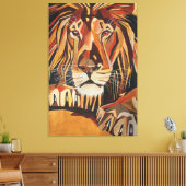 Lion-portret in Geometrische kunststijl Canvas Afdruk (Insitu (Woonkamer))