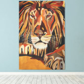 Lion-portret in Geometrische kunststijl Canvas Afdruk (Insitu (Houten vloer))