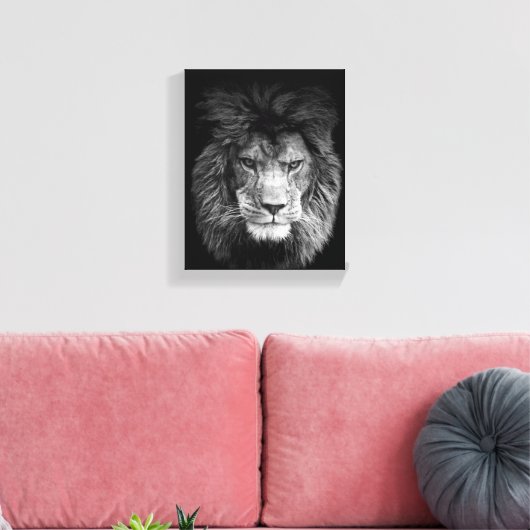 Lion Poster Löwe Leinwand BLACK Canvas Afdruk (Insitu (Woonkamer))