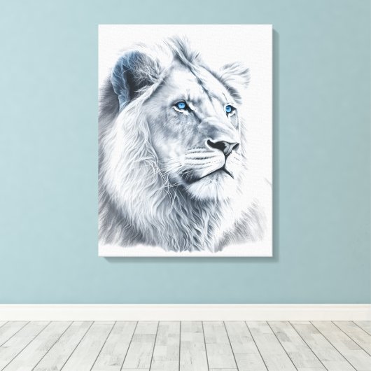 Lion - Potlood Drawing Canvas Afdruk (Insitu (Houten vloer))