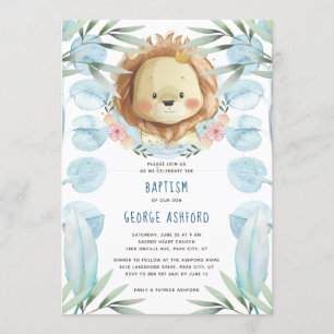 Lion Prince Baby Boy Baptême Invitation
