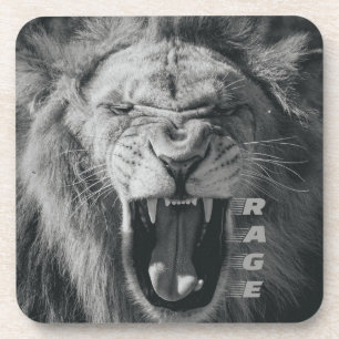Lion Rage Black en White Roar Bier Onderzetter