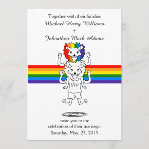 Lion Rainbow Gay pride Faire-part de mariage