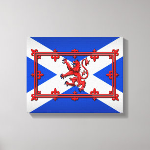 Lion Rampant over de Schotse vlag Canvas Afdruk