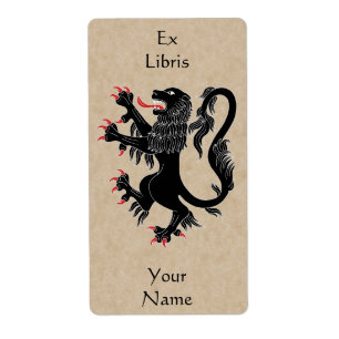 Lion Rampant Sable Bookplaat Etiket