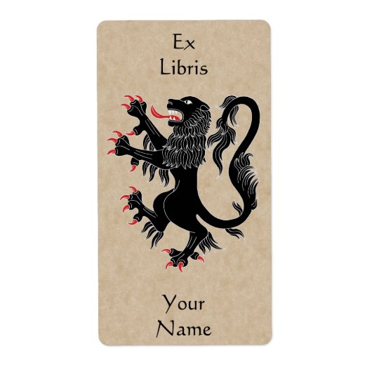 Lion Rampant Sable Bookplaat Etiket (Voorkant)