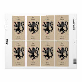 Lion Rampant Sable Bookplaat Etiket (Full Sheet)