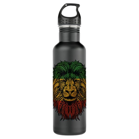 Lion Rasta Roots Rock Reggae Grafisch Ontwerp Waterfles (Voorkant)