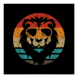 Lion Retro Style Perfect Poster