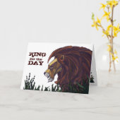 Lion, roi de la carte de voeux du jour (Fleur jaune)