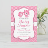 Lion rose, Invitation Baby shower de fille Chevron (Debout devant)