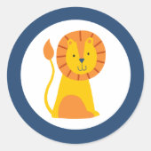 LION Round Sticker Customize this Zoo Animal Party (Devant)