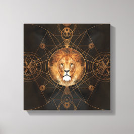 Lion Sacred Geometry Digital Art Canvas Afdruk