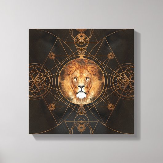 Lion Sacred Geometry Digital Art Canvas Afdruk (Voorkant)