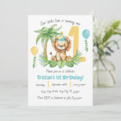 Lion Safari 1st Birthday Invitation (Debout devant)