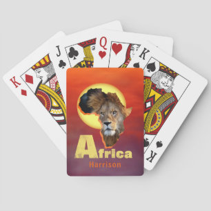 Lion Safari Africa Sunset Personalized Pokerkaarten