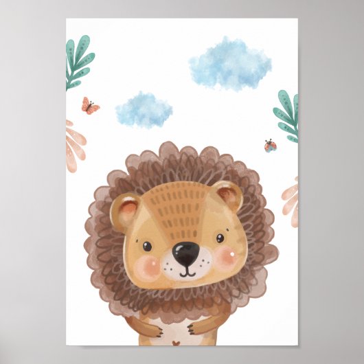 Lion Safari Nursery Poster Kids Room Imprimer (Devant)
