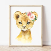 Lion, Safari, Oerwoud, Roze Bloemen, Meisjessery Muurkunst Sets