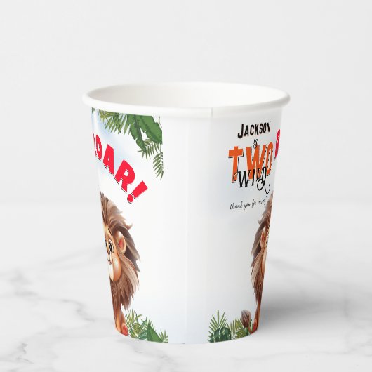Lion Safari Twee wilde kinderen verjaardag Papieren Bekers (Rechts)