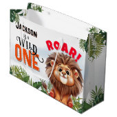 Lion Safari Wild One Kids Verjaardagsfeest Groot Cadeauzakje (Voorkant Gekanteld)