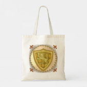 Lion Shield Family Crest Achternaam canvas tas (Achterkant)