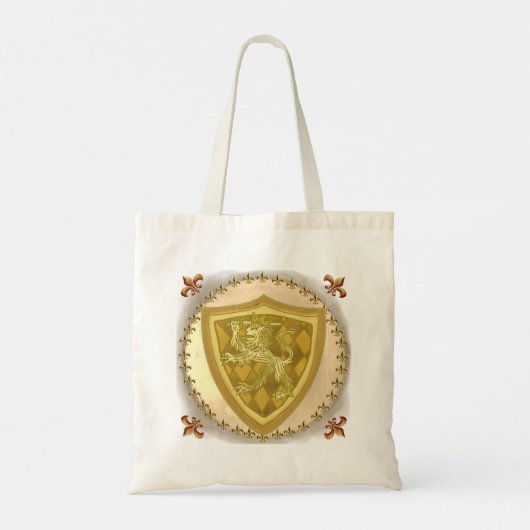 Lion Shield Family Crest Achternaam canvas tas (Achterkant)