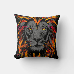 Lion Sierkussen Illustratie Oranje donkere leeuw